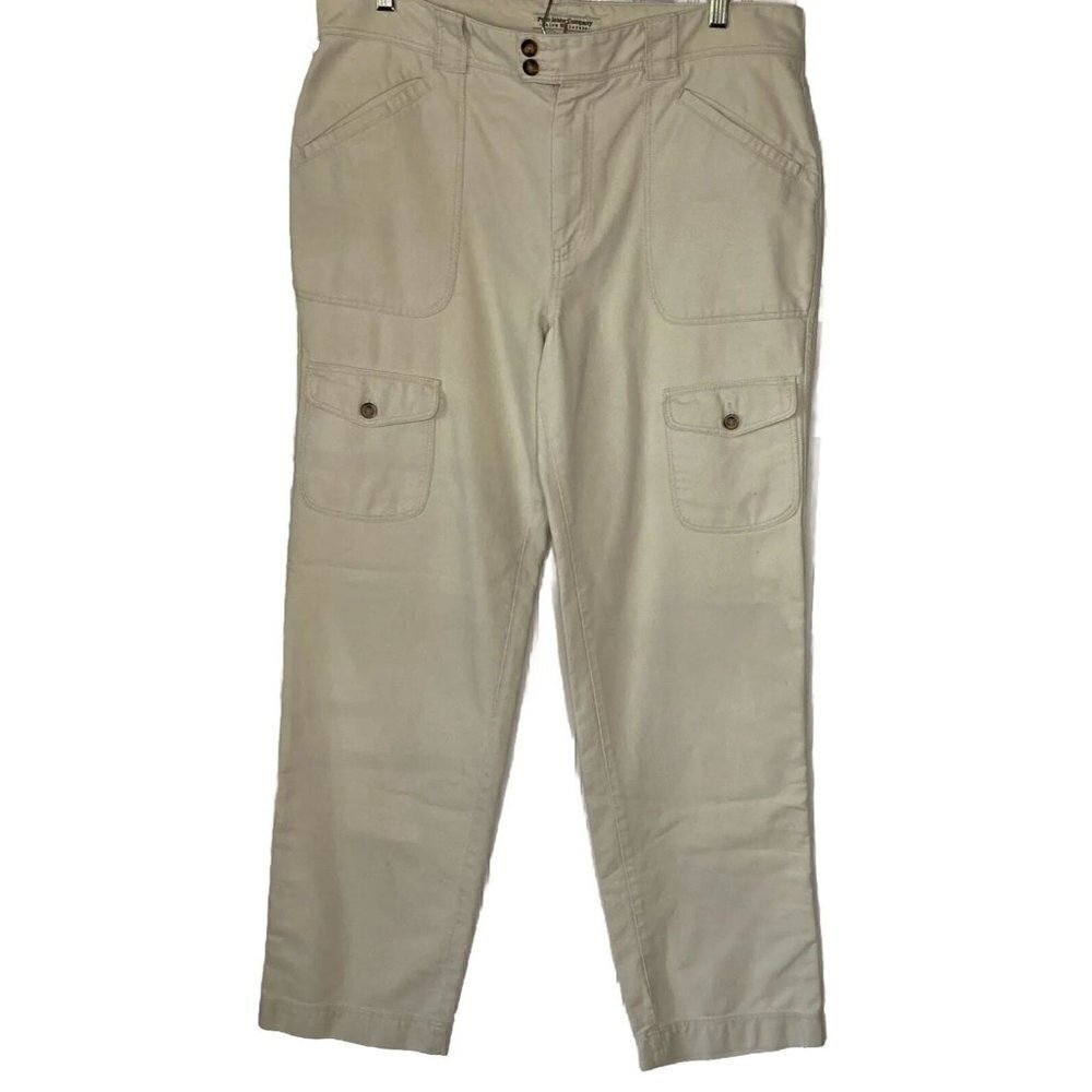 Polo Jeans Co Ralph Lauren Pants Womens 14 Ivory Tan Cargo Pockets Classic